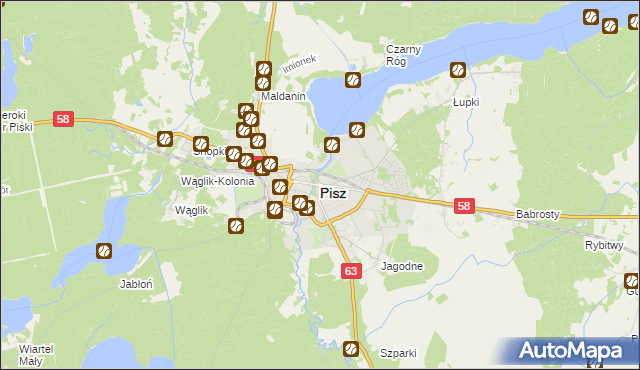 mapa Pisz, Pisz na mapie Targeo