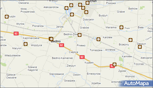 mapa Pniewo gmina Bedlno, Pniewo gmina Bedlno na mapie Targeo