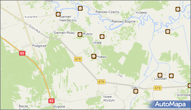 mapa Pniewo gmina Łomża, Pniewo gmina Łomża na mapie Targeo