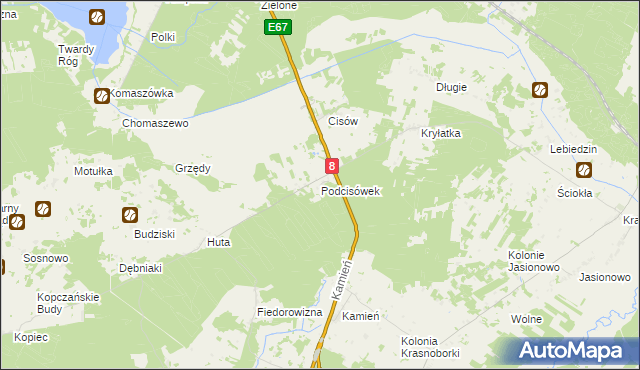 mapa Podcisówek, Podcisówek na mapie Targeo