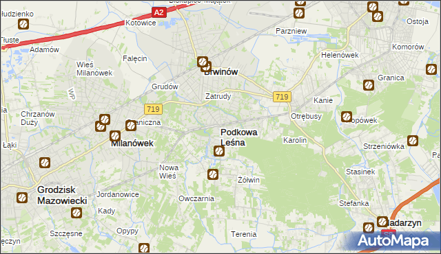 mapa Podkowa Leśna, Podkowa Leśna na mapie Targeo