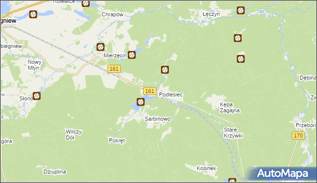 mapa Podlesiec, Podlesiec na mapie Targeo