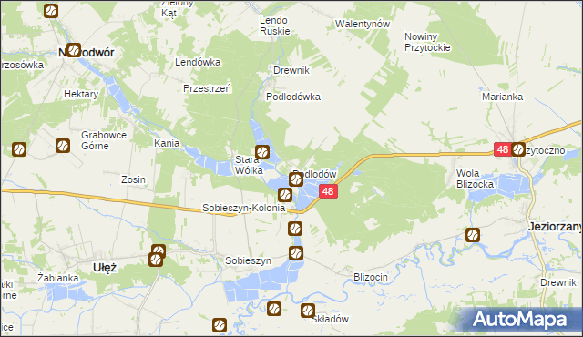 mapa Podlodów gmina Ułęż, Podlodów gmina Ułęż na mapie Targeo