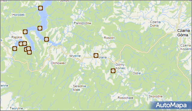 mapa Polana gmina Czarna, Polana gmina Czarna na mapie Targeo