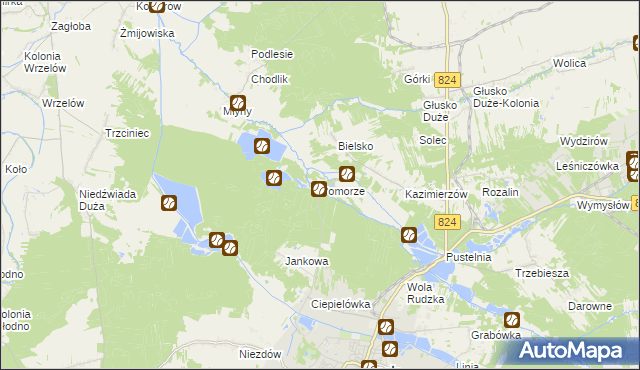 mapa Pomorze gmina Opole Lubelskie, Pomorze gmina Opole Lubelskie na mapie Targeo