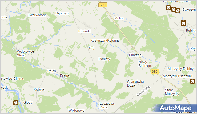mapa Poniaty, Poniaty na mapie Targeo