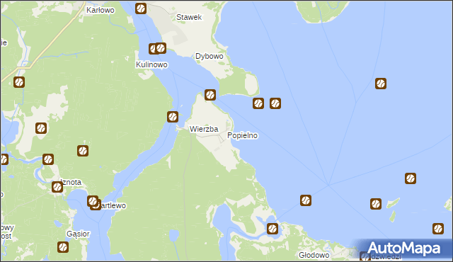 mapa Popielno gmina Ruciane-Nida, Popielno gmina Ruciane-Nida na mapie Targeo