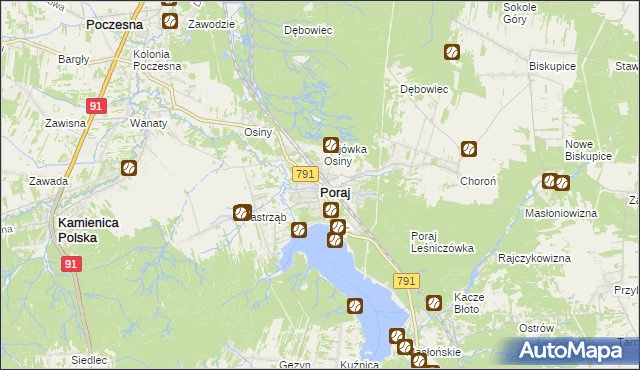 mapa Poraj powiat myszkowski, Poraj powiat myszkowski na mapie Targeo