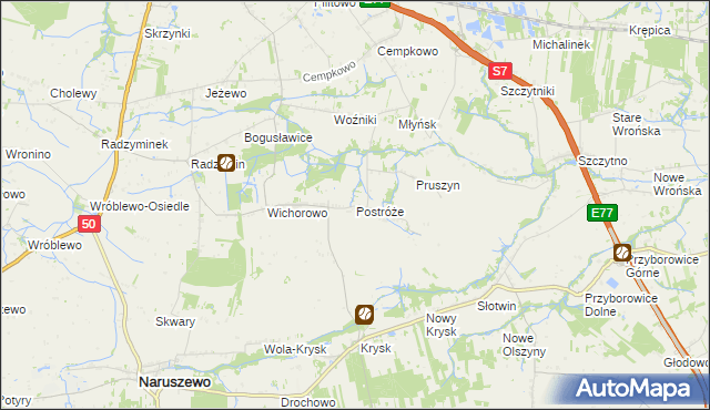 mapa Postróże, Postróże na mapie Targeo