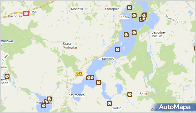mapa Prażmowo, Prażmowo na mapie Targeo