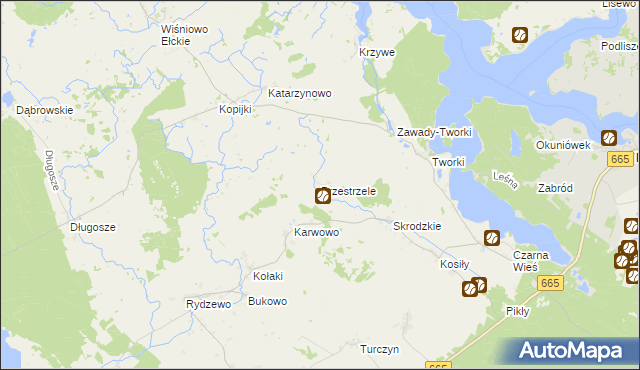 mapa Przestrzele gmina Rajgród, Przestrzele gmina Rajgród na mapie Targeo