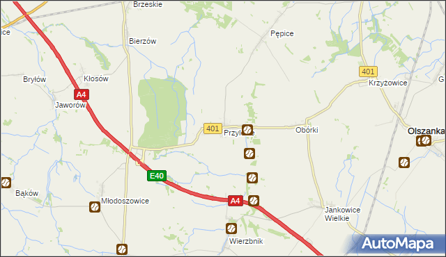 mapa Przylesie gmina Olszanka, Przylesie gmina Olszanka na mapie Targeo
