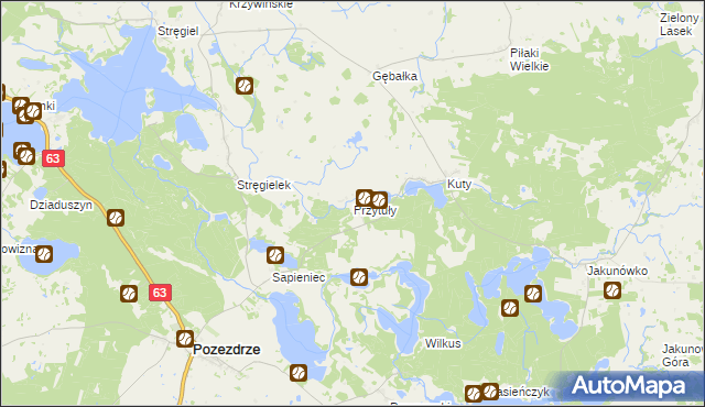 mapa Przytuły gmina Pozezdrze, Przytuły gmina Pozezdrze na mapie Targeo