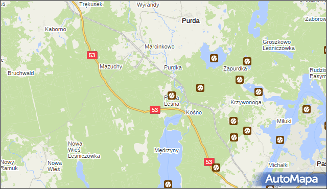 mapa Purda Leśna, Purda Leśna na mapie Targeo