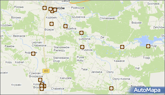 mapa Puszcza Osińska, Puszcza Osińska na mapie Targeo