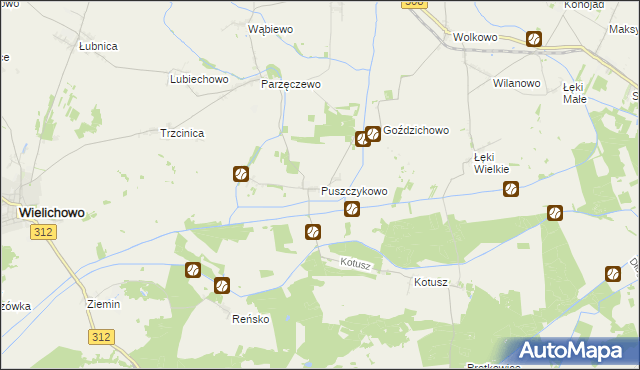 mapa Puszczykowo gmina Kamieniec, Puszczykowo gmina Kamieniec na mapie Targeo