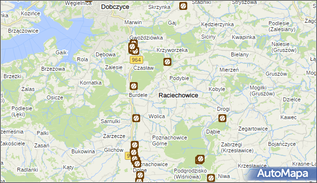 mapa Raciechowice, Raciechowice na mapie Targeo
