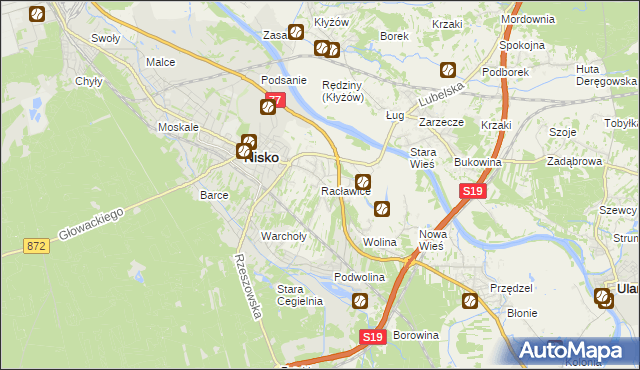 mapa Racławice gmina Nisko, Racławice gmina Nisko na mapie Targeo