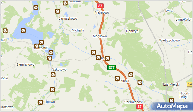 mapa Rączki gmina Nidzica, Rączki gmina Nidzica na mapie Targeo