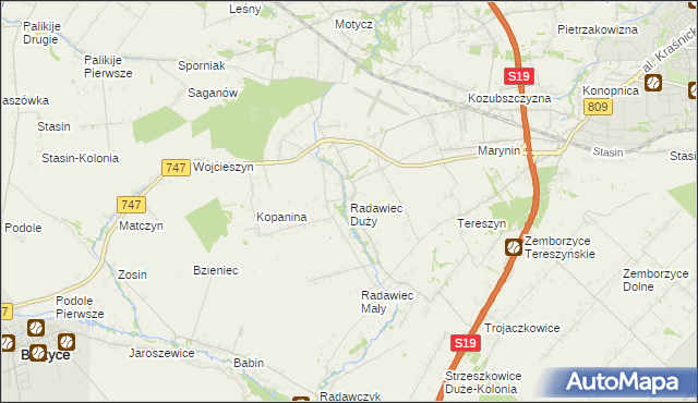 mapa Radawiec Duży, Radawiec Duży na mapie Targeo
