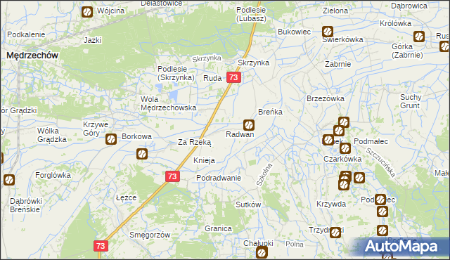 mapa Radwan gmina Szczucin, Radwan gmina Szczucin na mapie Targeo