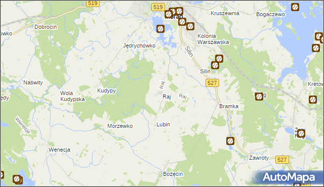 mapa Raj gmina Morąg, Raj gmina Morąg na mapie Targeo