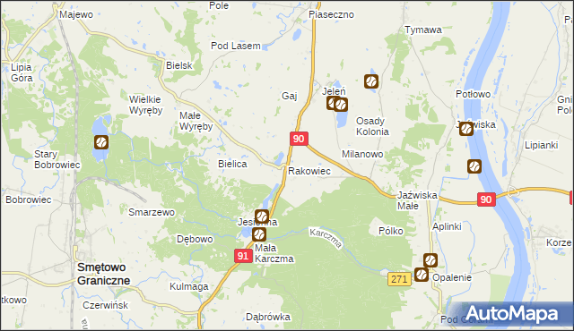 mapa Rakowiec gmina Gniew, Rakowiec gmina Gniew na mapie Targeo