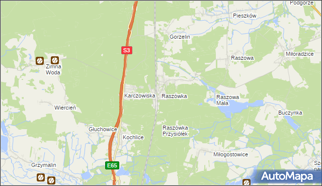 mapa Raszówka, Raszówka na mapie Targeo