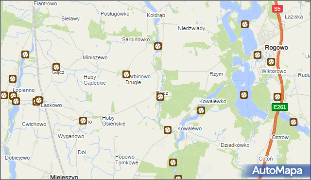 mapa Recz gmina Rogowo, Recz gmina Rogowo na mapie Targeo