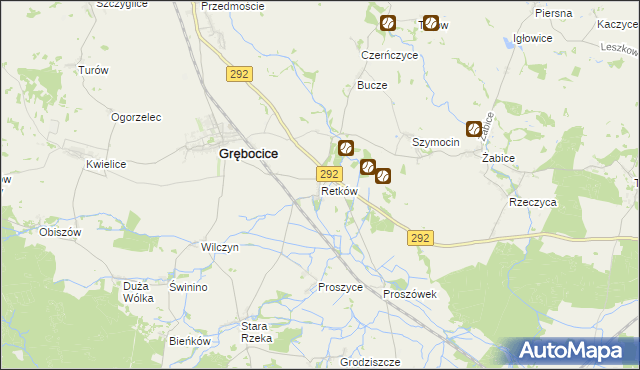 mapa Retków gmina Grębocice, Retków gmina Grębocice na mapie Targeo