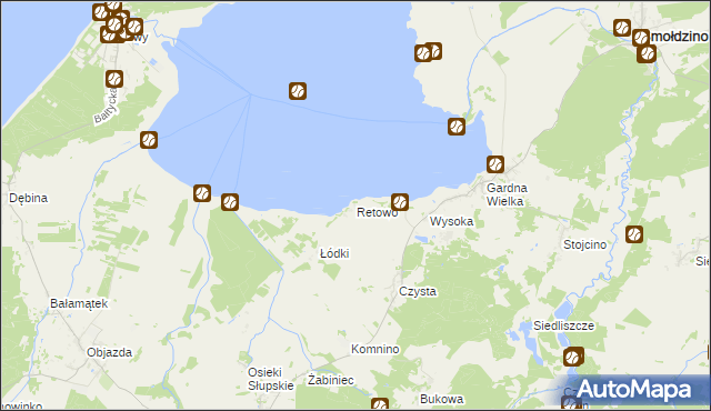 mapa Retowo gmina Smołdzino, Retowo gmina Smołdzino na mapie Targeo