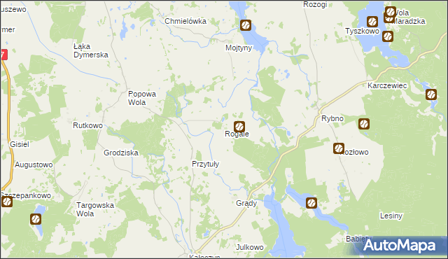 mapa Rogale gmina Dźwierzuty, Rogale gmina Dźwierzuty na mapie Targeo