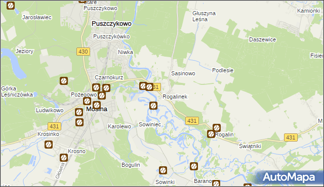 mapa Rogalinek, Rogalinek na mapie Targeo