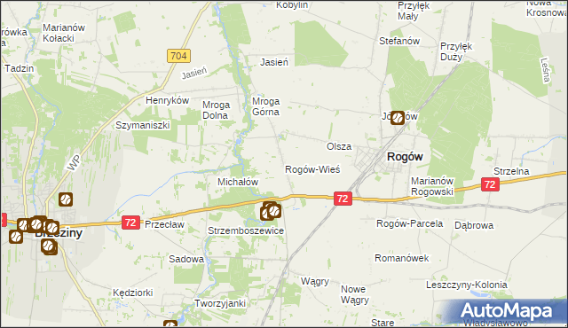 mapa Rogów-Wieś, Rogów-Wieś na mapie Targeo
