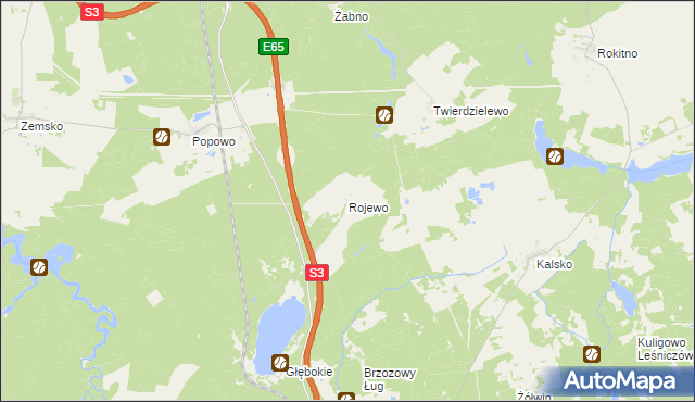 mapa Rojewo gmina Międzyrzecz, Rojewo gmina Międzyrzecz na mapie Targeo