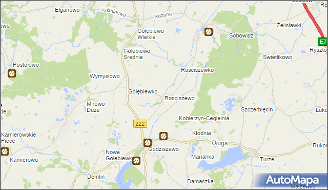 mapa Rościszewo gmina Trąbki Wielkie, Rościszewo gmina Trąbki Wielkie na mapie Targeo
