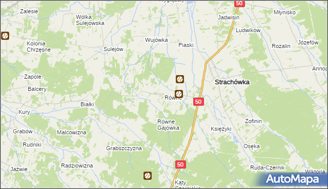 mapa Równe gmina Strachówka, Równe gmina Strachówka na mapie Targeo