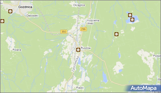 mapa Ruszów gmina Węgliniec, Ruszów gmina Węgliniec na mapie Targeo