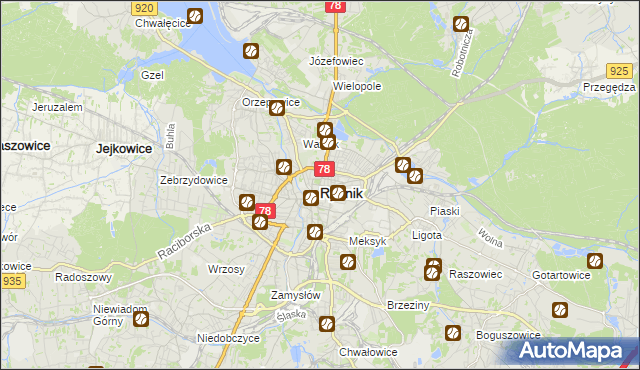 mapa Rybnika, Rybnik na mapie Targeo