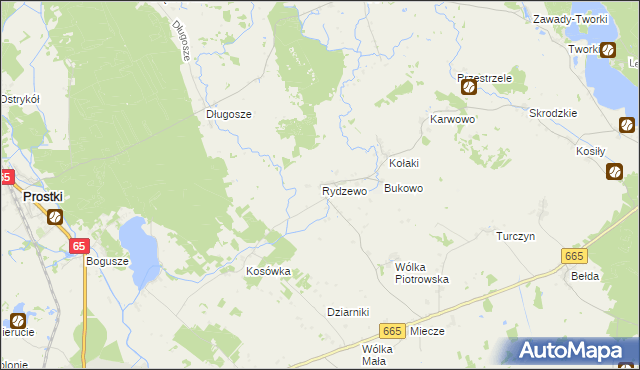 mapa Rydzewo gmina Rajgród, Rydzewo gmina Rajgród na mapie Targeo