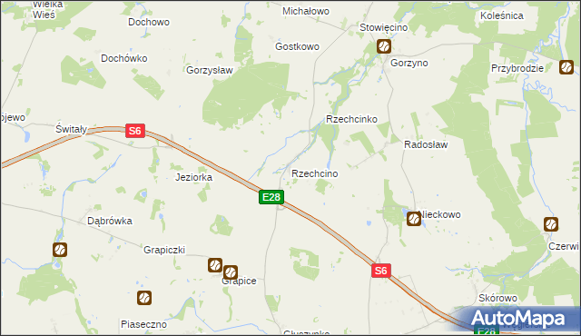 mapa Rzechcino, Rzechcino na mapie Targeo