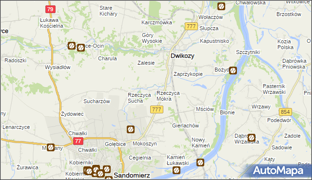 mapa Rzeczyca Mokra, Rzeczyca Mokra na mapie Targeo