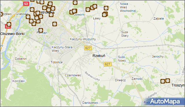 mapa Rzekuń, Rzekuń na mapie Targeo