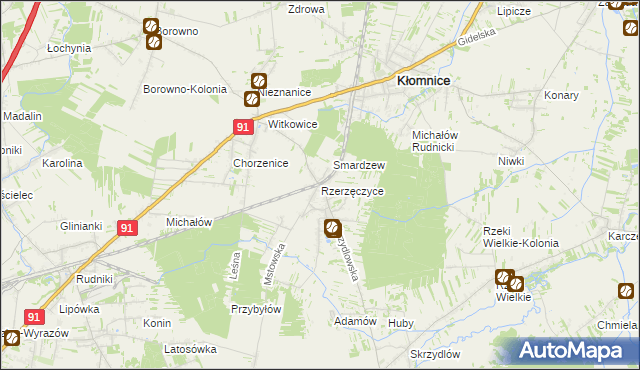 mapa Rzerzęczyce, Rzerzęczyce na mapie Targeo