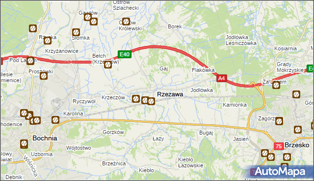 mapa Rzezawa, Rzezawa na mapie Targeo