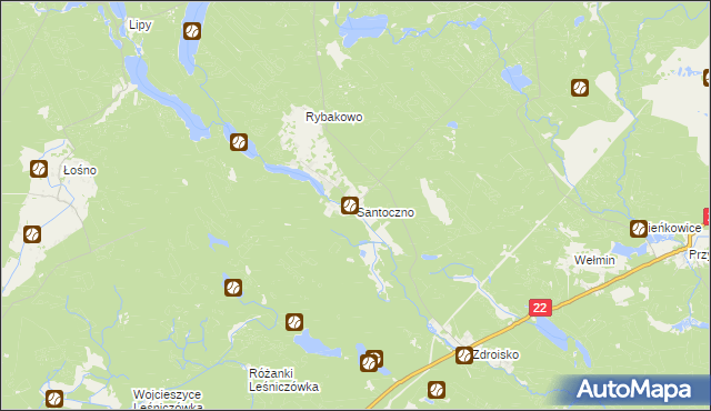 mapa Santoczno, Santoczno na mapie Targeo