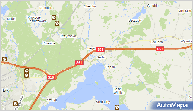 mapa Sędki gmina Ełk, Sędki gmina Ełk na mapie Targeo