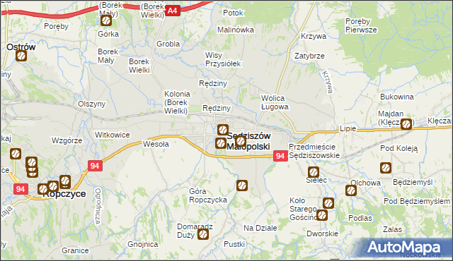 mapa Sędziszów Małopolski, Sędziszów Małopolski na mapie Targeo