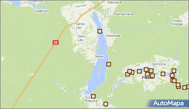 mapa Serwy, Serwy na mapie Targeo
