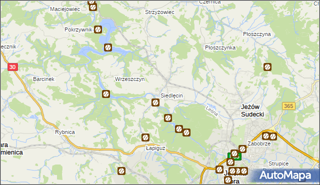 mapa Siedlęcin, Siedlęcin na mapie Targeo